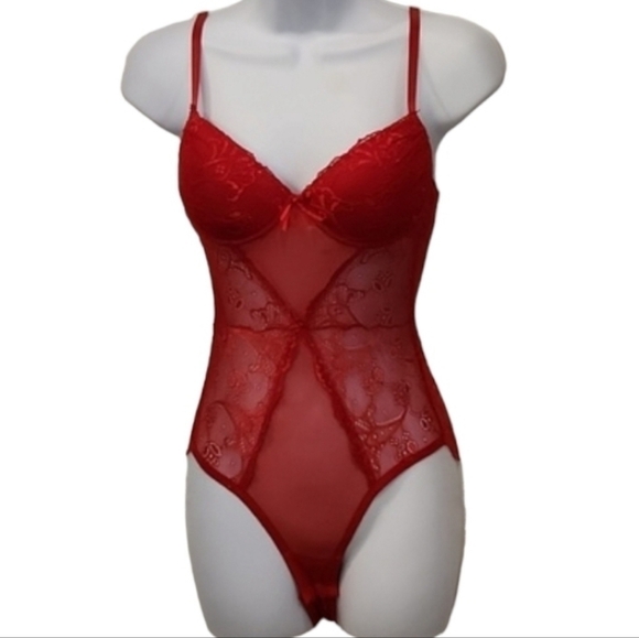 Ruby Red Lace Bodysuit - Picture 1 of 3